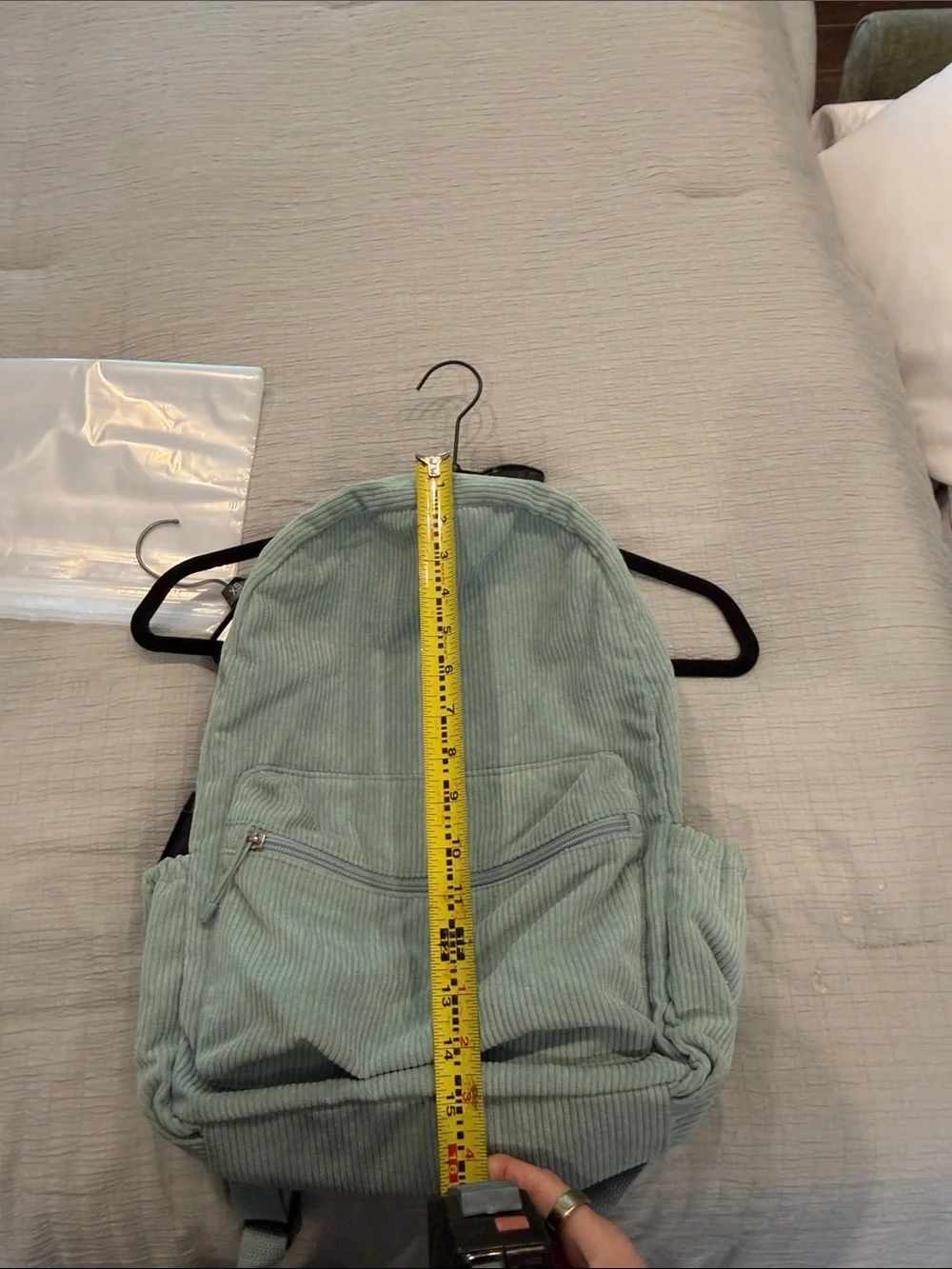 Light Aqua Corduroy Backpack